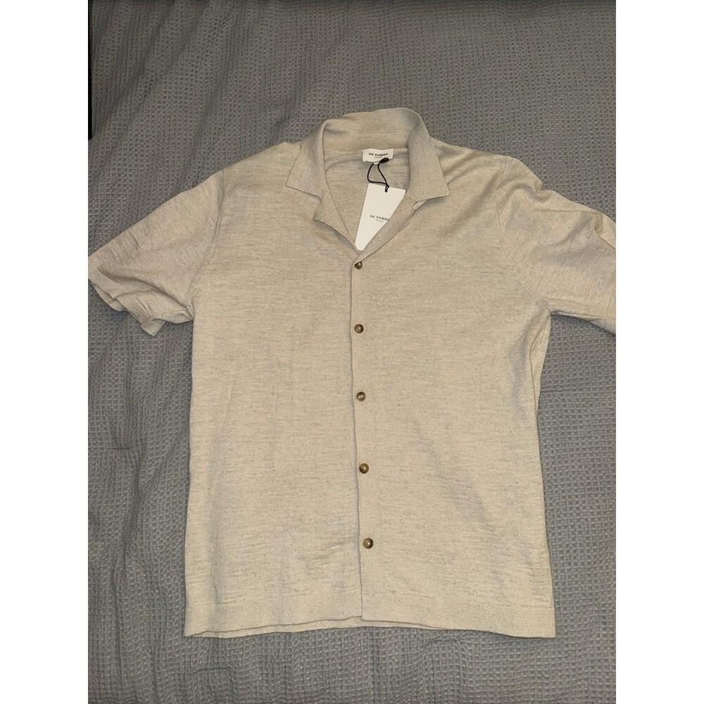 Men’s Octobre Editions Jonas Shirt NWT Size XL Ecru Summer Cotton Linen Blend
